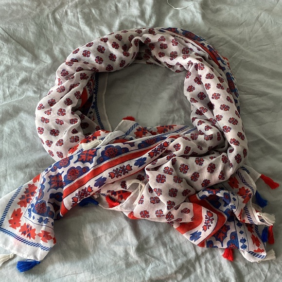 ModCloth Red White and Blue Fringe Summer Scarf, NWOT - Picture 2 of 5